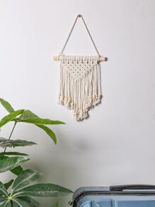 1 szt. Minimalistyczna makrama ścienna, boho tkanina pleciona, wisząca dekoracja do dekoracji domu, wystrój domu, wystrój pokoju, wystrój ściany