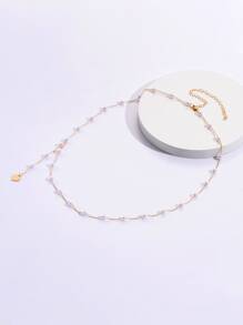 Faux Pearl Decor Belly Chain - Yellow Gold - View 2