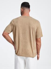 GENTILAND Men Plus Button Front Tee - Apricot - View 2