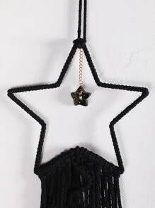 2pcs Handmade Crochet Lace Star Moon Dream Catcher Wall Hanging, Boho Style Home Decor Wall Art, Suitable For Home, Wedding, Living Room, Bedroom, Holiday Gift (Lights Not Included) - Black - View 8