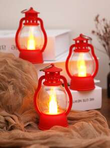 1pc Miniature Kerosene Lamp Shaped Led Decorative Lantern - Yellow - View 5