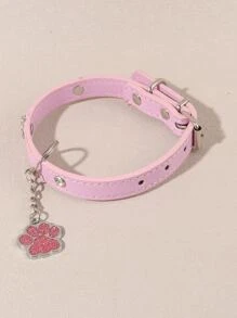Paw Pendant Pet Collar - Pink - View 3