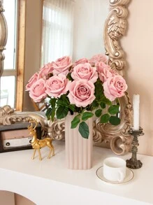 1 件/3 件/6 件，17.8 英寸/45 厘米人造单茎玫瑰花，适用于家居装饰、室内卧室镜面装饰、节日、婚礼、秋季装饰、情人节、花束装饰、DIY、生日派对、花园装饰、节日装饰、摄影道具、万圣节 - 粉色 - 查看 3