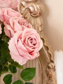 1 件/3 件/6 件，17.8 英寸/45 厘米人造单茎玫瑰花，适用于家居装饰、室内卧室镜面装饰、节日、婚礼、秋季装饰、情人节、花束装饰、DIY、生日派对、花园装饰、节日装饰、摄影道具、万圣节 - 粉色 - 查看 6