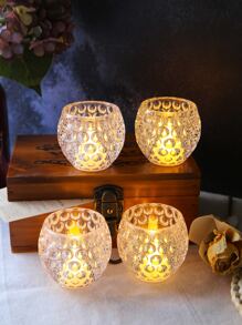 1pc Retro Honeycomb Shaped Electronic Candle Decorative Lamp For Room Decoration And Ambiance - Yellow - View 1