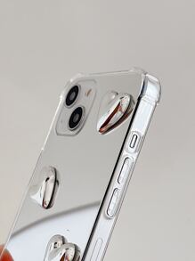 Ốp lưng điện thoại gương trang trí trái tim Y2k Valentine tương thích với iPhone 15/15Pro/15Plus/15Promax - Bạc - Xem 3