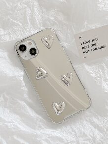 Ốp lưng điện thoại gương trang trí trái tim Y2k Valentine tương thích với iPhone 15/15Pro/15Plus/15Promax - Bạc - Xem 5