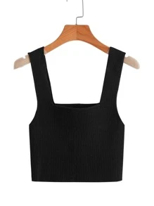 Flirla Plus Ribbed Knit Top - Black - View 1