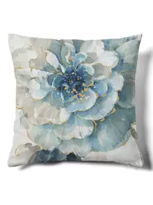 1pc Floral Print Cushion Cover Without Filler, Fabric Square Shaped Pillowcase For All Season - Multicolor - View 1