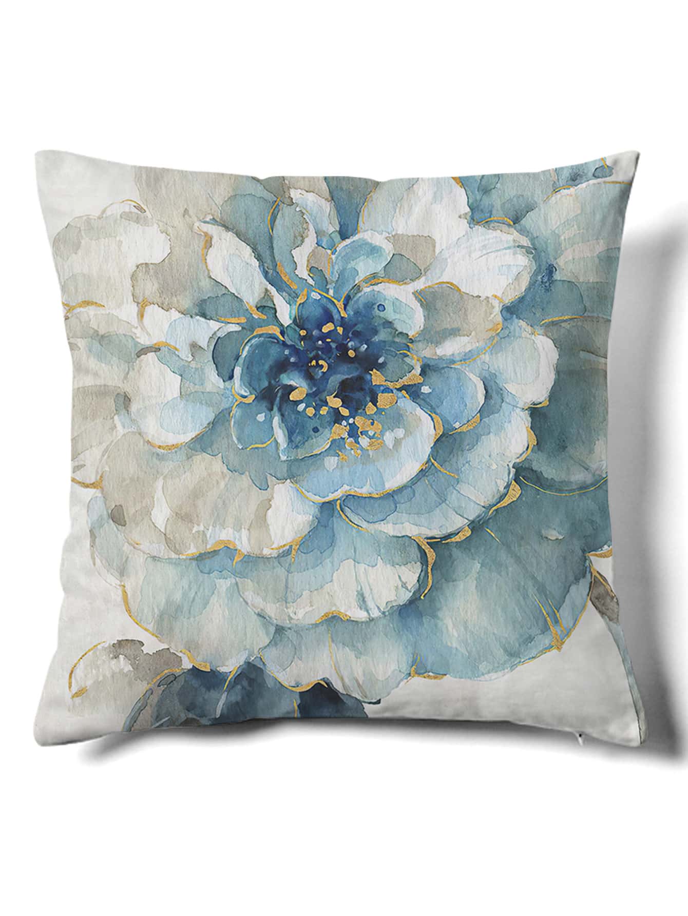 1pc Floral Print Cushion Cover Without Filler, Fabric Square Shaped Pillowcase For All Season - Multicolor - View 1