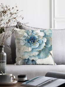 1pc Floral Print Cushion Cover Without Filler, Fabric Square Shaped Pillowcase For All Season - Multicolor - View 2