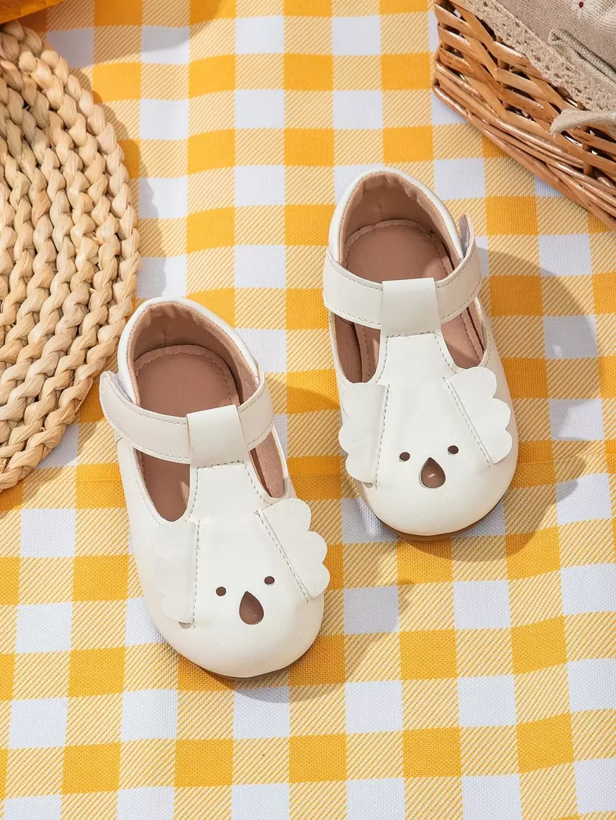 Girls Cartoon Design Mary Jane Flats - White - View 1