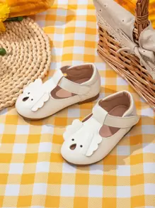 Girls Cartoon Design Mary Jane Flats - White - View 4