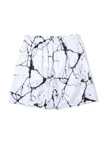 Manfinity Swimmode Quần short nam đi biển Dây kéo Đá hoa Kỳ nghỉ - trắng - Xem 2