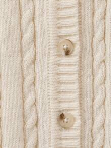 Boys Cable Knit Pocket Patched Cardigan - Apricot - View 4