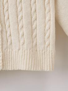 Boys Cable Knit Pocket Patched Cardigan - Apricot - View 5