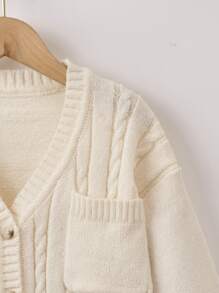 Boys Cable Knit Pocket Patched Cardigan - Apricot - View 6