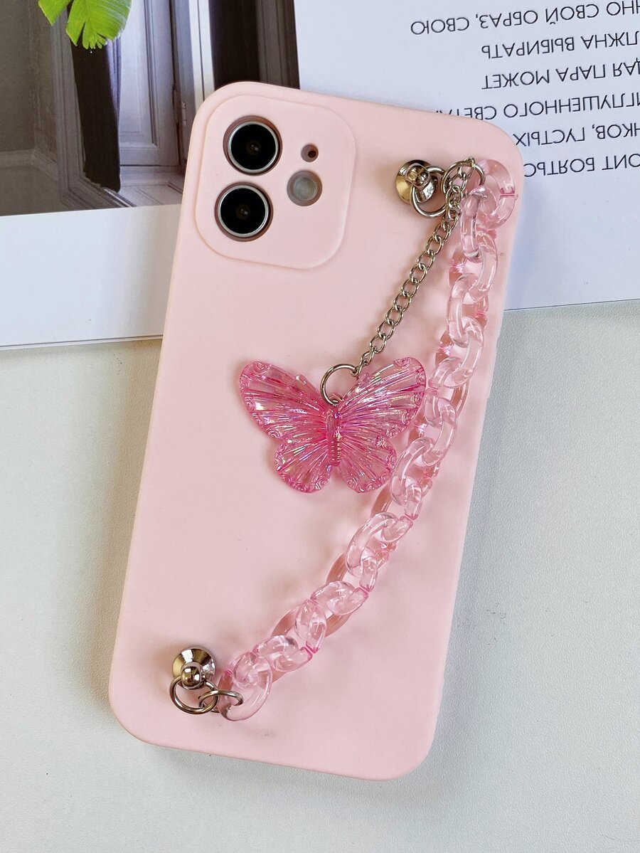 1 Vỏ điện thoại màu hồng có dây đeo tay đính cườm - Nhiều màu - Xem 1