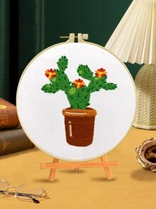 Punto de cruz DIY con patrón de cactus - Multicolor - Ver 1