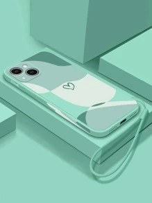 1 ốp lưng TPU vân sần kèm dây đeo hình trái tim, tương thích với iPhone 11/12/13/14/15/15 Pro/15 Plus/15 Pro Max, tương thích với dòng , tương thích với iPhone 15/15 Plus/15 Pro/15 Pro Max, chống nước, chống sốc, chống rơi, chống trầy xước. Phiên bản quốc tế, không phải phiên bản nội địa. - Màu xanh Bạc hà - Xem 2
