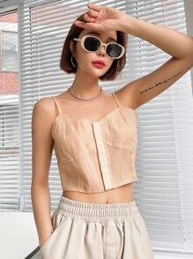 DAZY Áo hai dây màu trơn Giải trí - Lạc đà - Xem 8