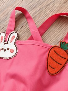 SHEIN Toddler Girls Colourblock Carrot & Rabbit Patched Detail Layered Hem Cami Dress - Multicolor - View 4