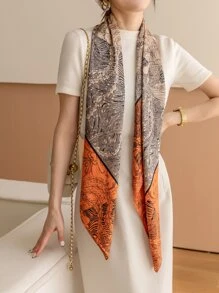 1 件 110 厘米印花真丝围巾女士加大码方形围巾女士头巾上衣时尚设计围巾头巾、发带、头带非常适合装扮您的外观