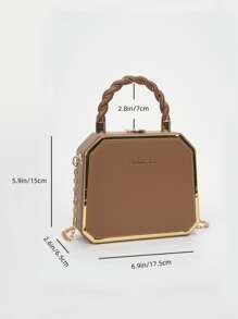 Mini Letter Graphic Chain Box Bag - Brown - View 6