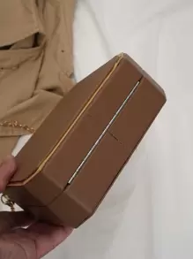 Mini Letter Graphic Chain Box Bag - Brown - View 4