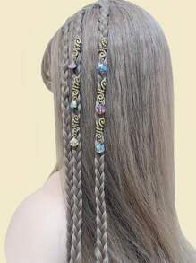 6 cái vòng hạt charm tóc với công cụ - Vàng - Xem 1