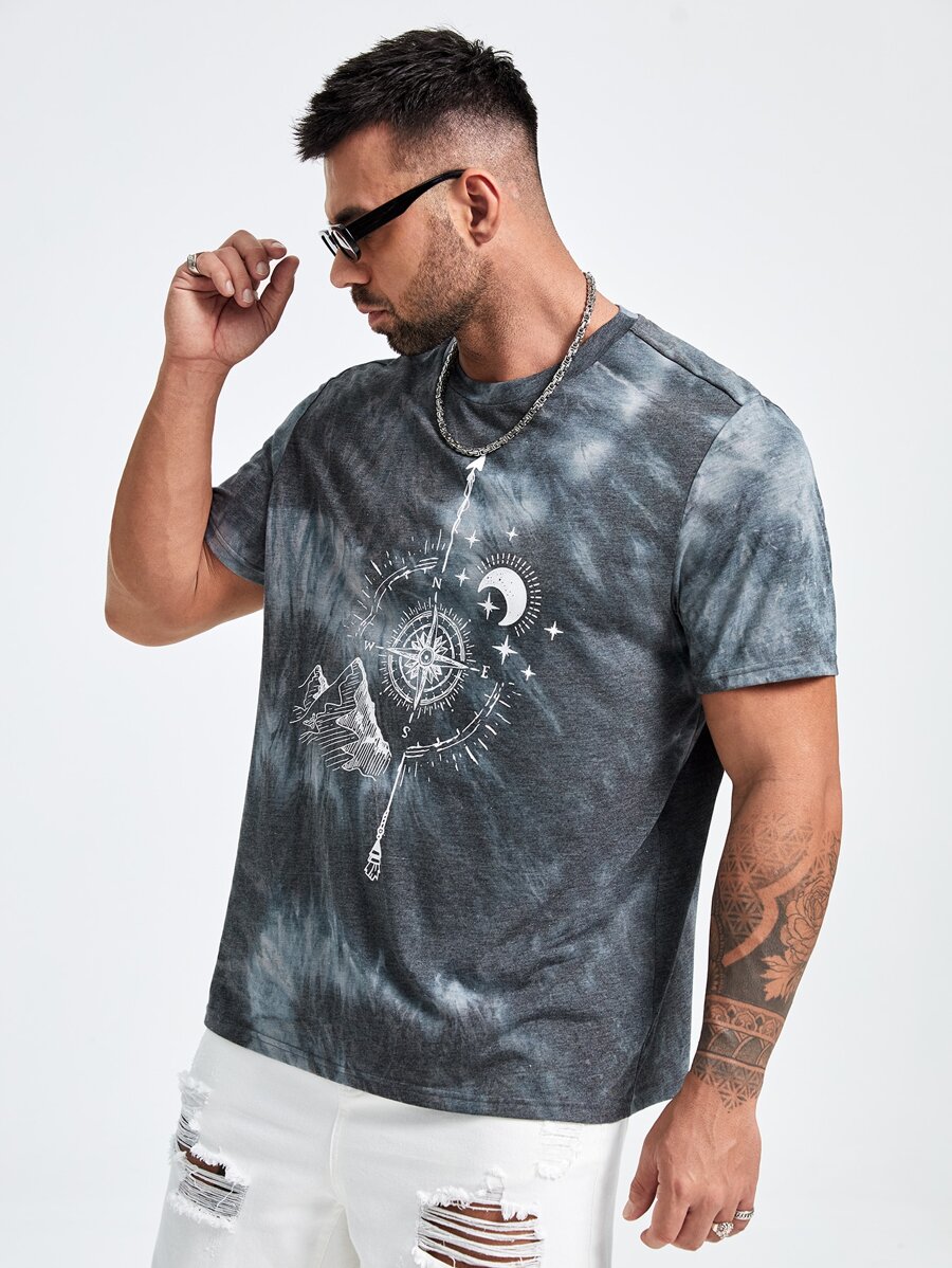 EASEVO 男士紮染星月印花T恤 - 彩色 - 查看 1