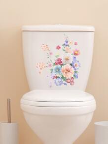 1pc Flower Pattern Toilet Lid Decal - Multicolor - View 3