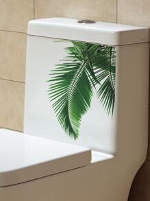 1pc Leaf Pattern Toilet Lid Decal, Stickers, Wall Decal, Vinyl Decal For Home Decorations, Spring Decoration Items Refresh Your Home, Festival Decoration Stickers Gifts Birthday Graduation - Green - View 1