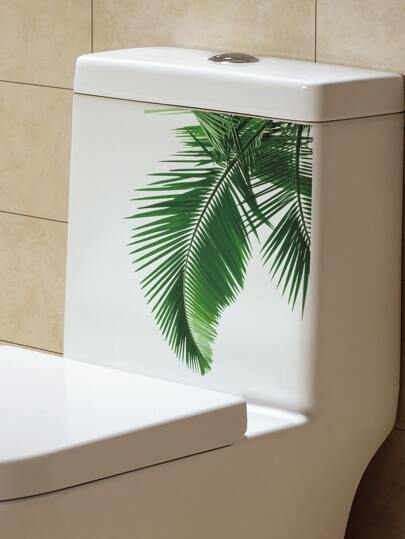 1pc Leaf Pattern Toilet Lid Decal, Stickers, Wall Decal, Vinyl Decal For Home Decorations, Spring Decoration Items Refresh Your Home, Festival Decoration Stickers Gifts Birthday Graduation