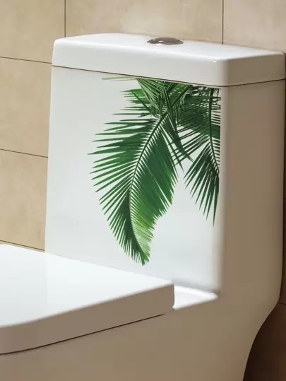 1pc Leaf Pattern Toilet Lid Decal, Stickers, Wall Decal, Vinyl Decal For Home Decorations, Spring Decoration Items Refresh Your Home, Festival Decoration Stickers Gifts Birthday Graduation