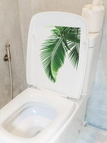 1pc Leaf Pattern Toilet Lid Decal, Stickers, Wall Decal, Vinyl Decal For Home Decorations, Spring Decoration Items Refresh Your Home, Festival Decoration Stickers Gifts Birthday Graduation - Green - View 2