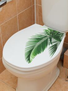 1pc Leaf Pattern Toilet Lid Decal, Stickers, Wall Decal, Vinyl Decal For Home Decorations, Spring Decoration Items Refresh Your Home, Festival Decoration Stickers Gifts Birthday Graduation - Green - View 4