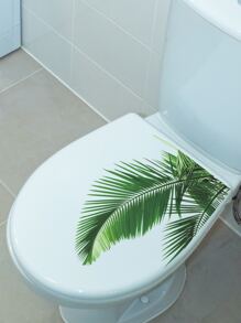 1pc Leaf Pattern Toilet Lid Decal, Stickers, Wall Decal, Vinyl Decal For Home Decorations, Spring Decoration Items Refresh Your Home, Festival Decoration Stickers Gifts Birthday Graduation - Green - View 6