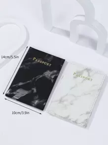 Chiếc Chữ Cái Họa Tiết Đá Cẩm Thạch Đồ Họa Hộp đựng hộ chiếu Bao đựng hộ chiếu Ví đựng hộ chiếu Túi đựng hộ chiếu Túi đựng hộ chiếu cho chuyến bay du lịch cho chuyến bay đi học lại cho nam và nữ Phụ kiện du lịch cần thiết - Đen và trắng - Xem 5