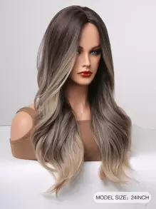 Tóc giả màu nâu ombre nhiều màu phần giữa dài xoăn tổng hợp cho phụ nữ tóc giả dự tiệc hàng ngày tóc giả chịu nhiệt - Nhiều màu - Xem 4