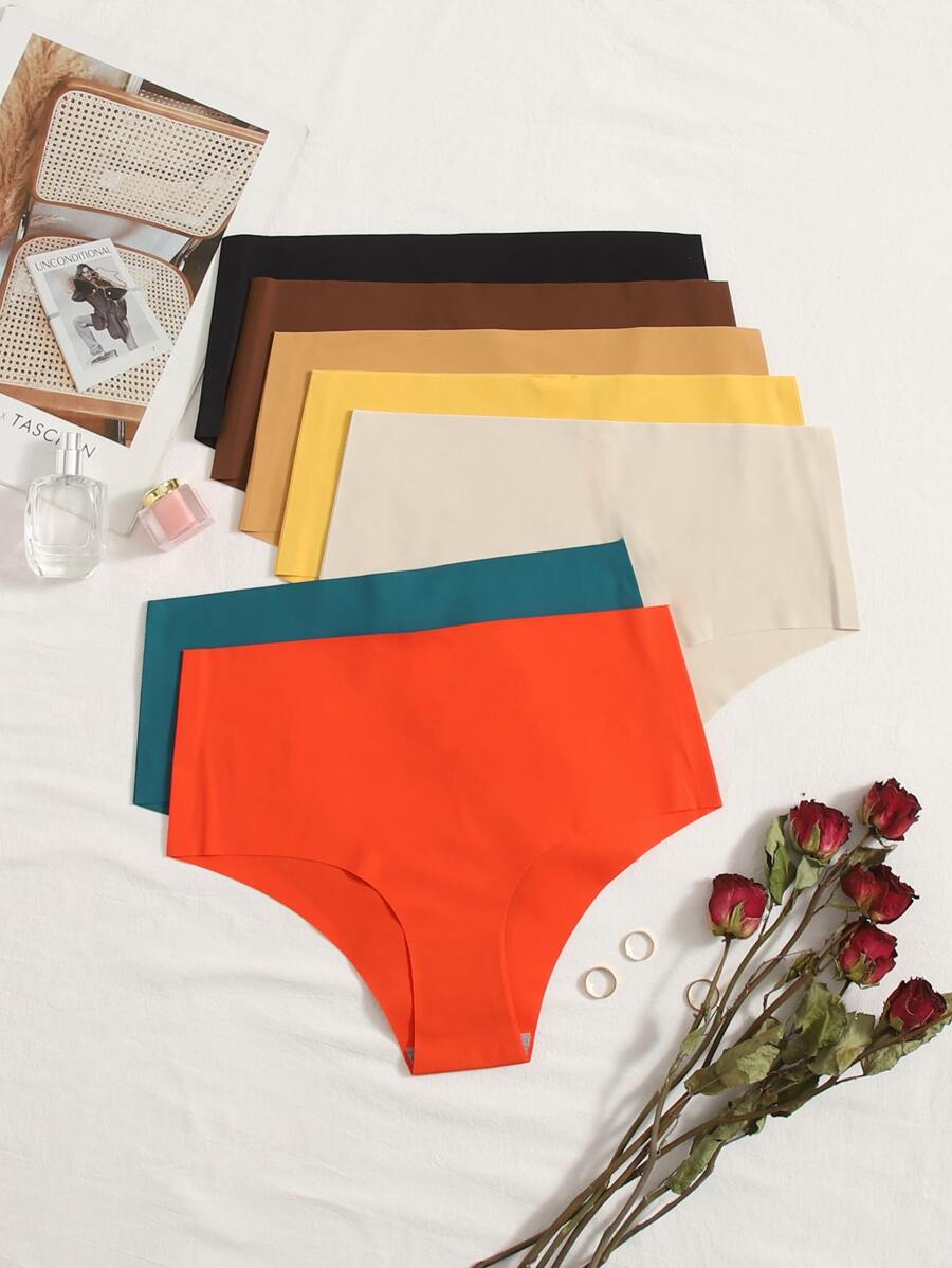 Women's High Stretch Plain Multicolor Casual Comfy Bikini Briefs Panties Fabric Underwear - Multicolor - View 1