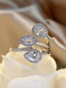 1 Miếng Đúng mốt Thanh lịch Nhiều màu Sáng bóng Khối Zirconia  Nhẫn ( Thích hợp Đối với Của phụ nữ , Lễ cưới , Buổi tiệc , Giải trí Mặc , Qủa tặng ) - Bạc - Xem 10