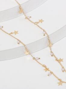 1pc Women's Silver Five-Star Braided Chain Punk Y2k Invisible Hair Clip For Party Gifts And Music Festival Hair Accessories - Gold - View 4