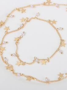 1pc Women's Silver Five-Star Braided Chain Punk Y2k Invisible Hair Clip For Party Gifts And Music Festival Hair Accessories - Gold - View 5