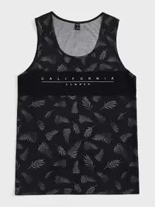 Manfinity NXTstreet Men Tropical & Letter Graphic Tank Top - Black - View 1