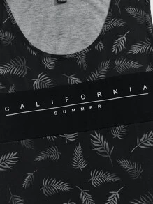 Manfinity NXTstreet Men Tropical & Letter Graphic Tank Top - Black - View 3