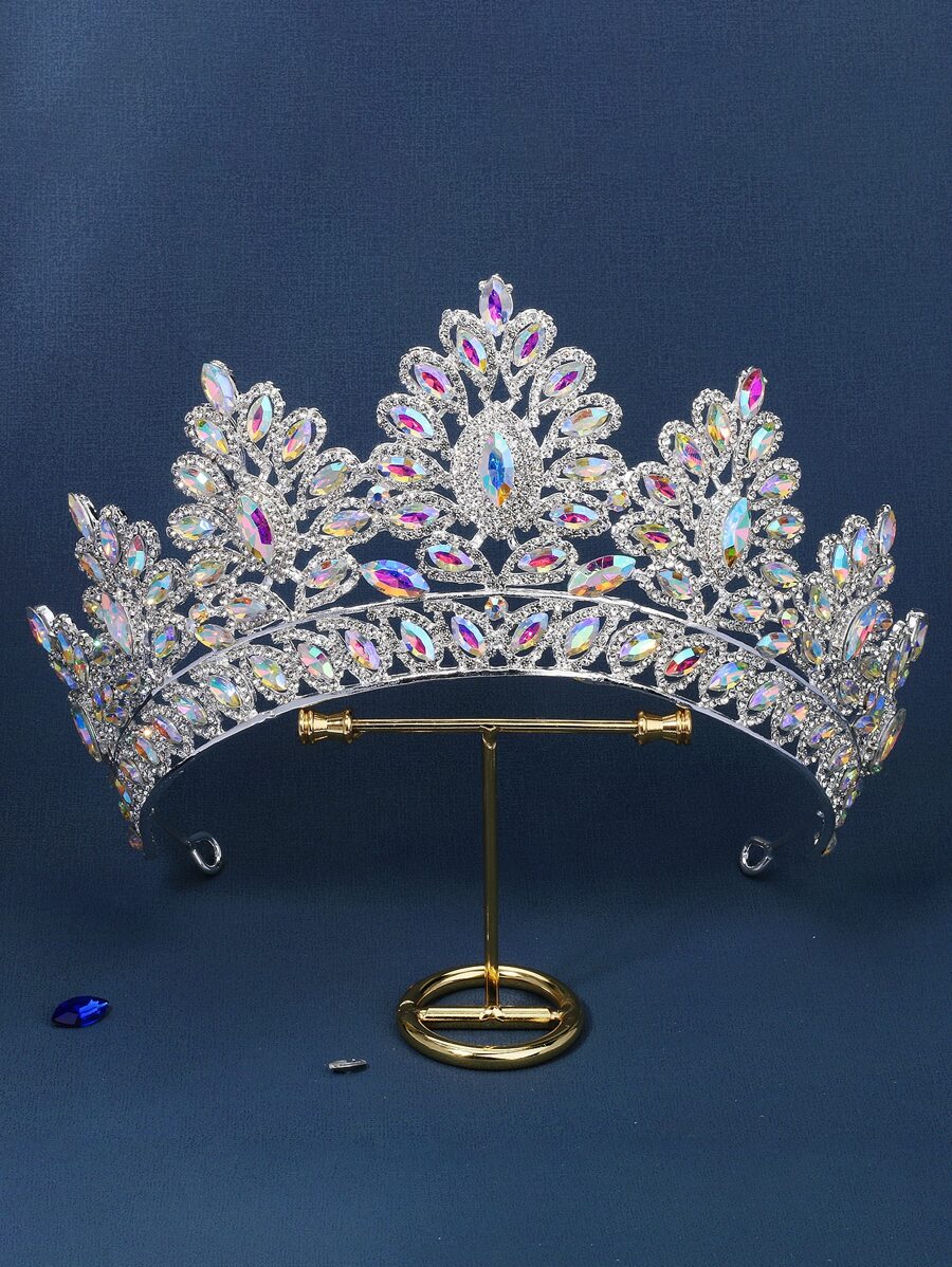 1 Vương miện cô dâu đính đá lấp lánh sang trọng kèm hộp đựng, Vương miện cưới phong cách Châu Âu cho cô dâu