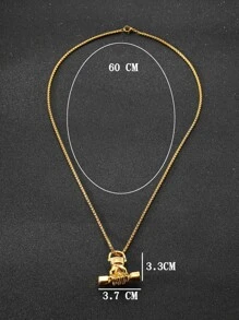 時尚流行男士啞鈴吊墜項鍊合金，適合珠寶禮物和時尚外觀 - 金黃色 - 查看 3