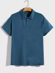 Manfinity RebelGame Men Solid Button Detail Polo Shirt - Dusty Blue - View 1