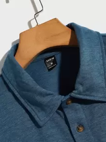 Manfinity RebelGame Men Solid Button Detail Polo Shirt - Dusty Blue - View 3